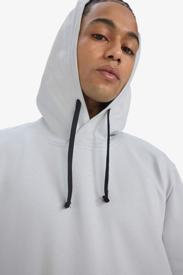 DeFactoFit Standard Fit Hooded Printed Sports T-Shirt - -