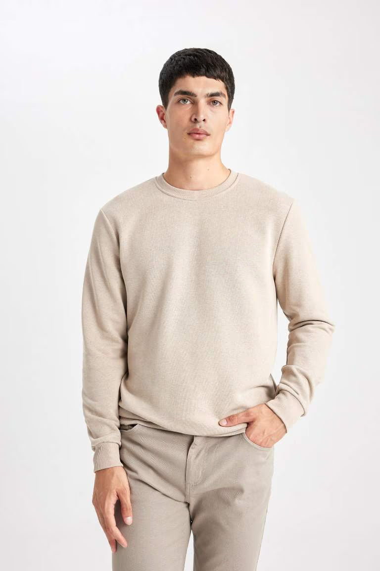 Regular Fit Sweatshirt - - Beige