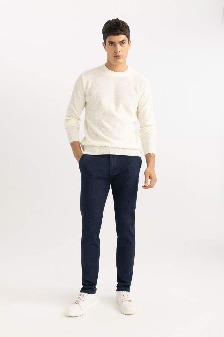 Standard Fit Crew Neck Knitwear Pullover - - Ecru