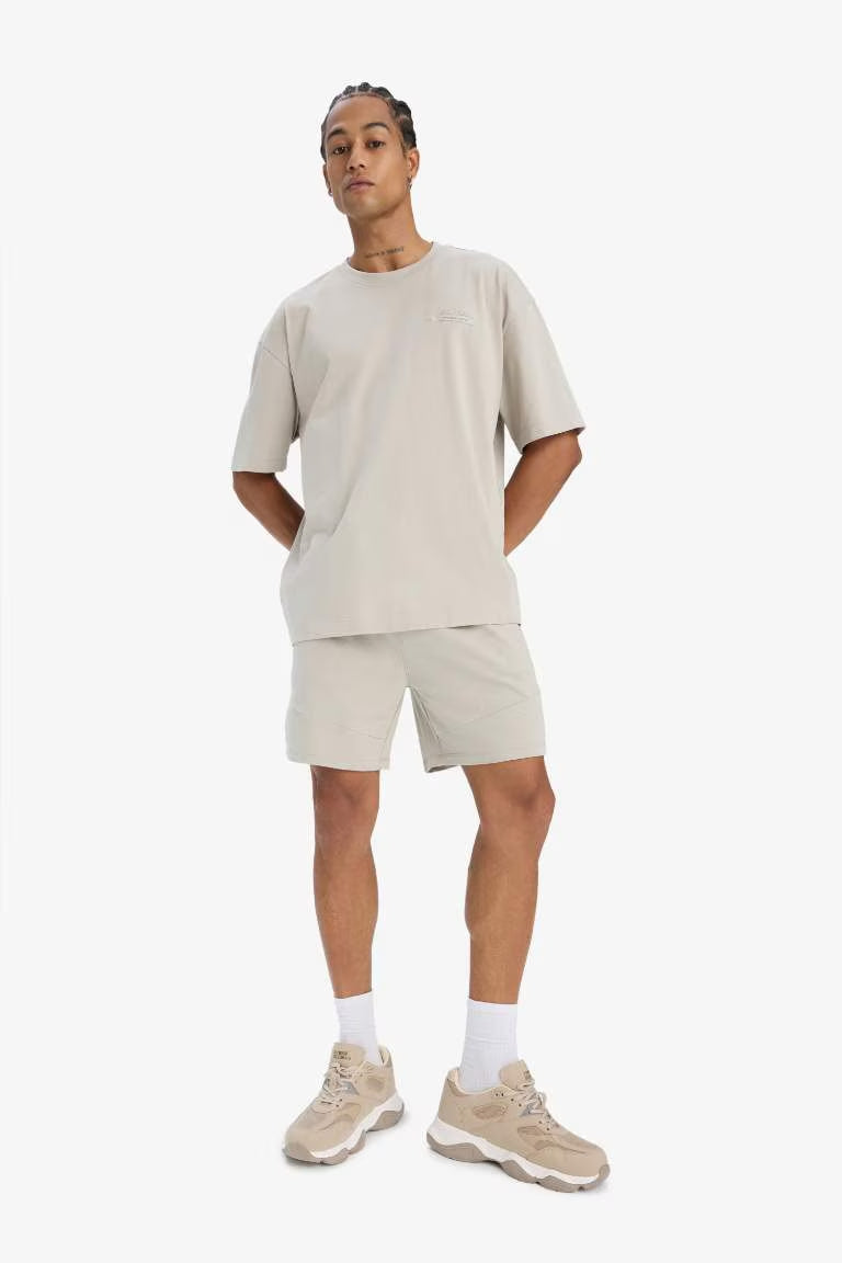 DeFactoFit Standard Fit Sports Waist Tied Shorts - - Sand