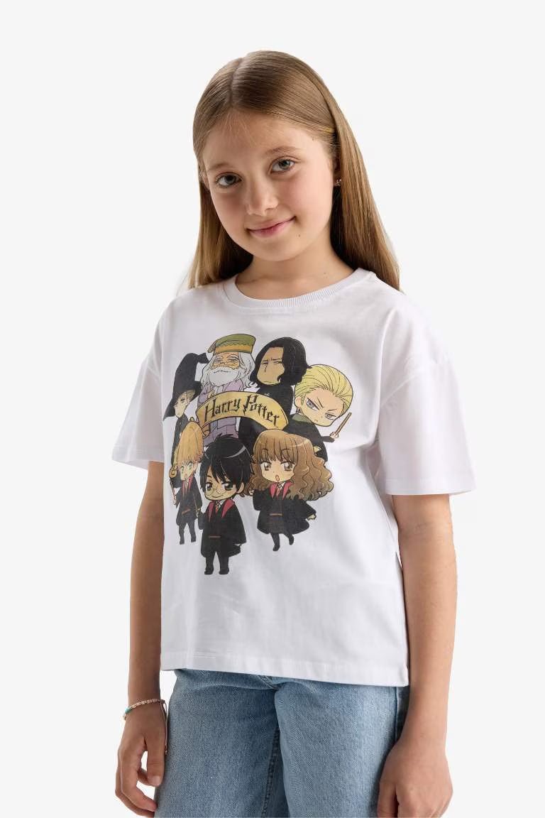 Girl Harry Potter Relax Fit Crew Neck T-Shirt - - White