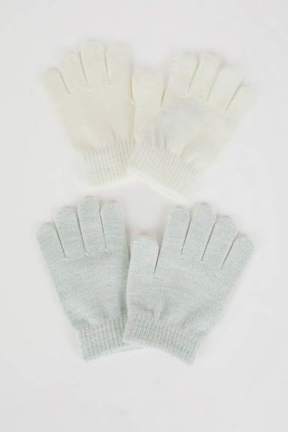 Girl 2 Piece Knitted Gloves - - light mint 5-9