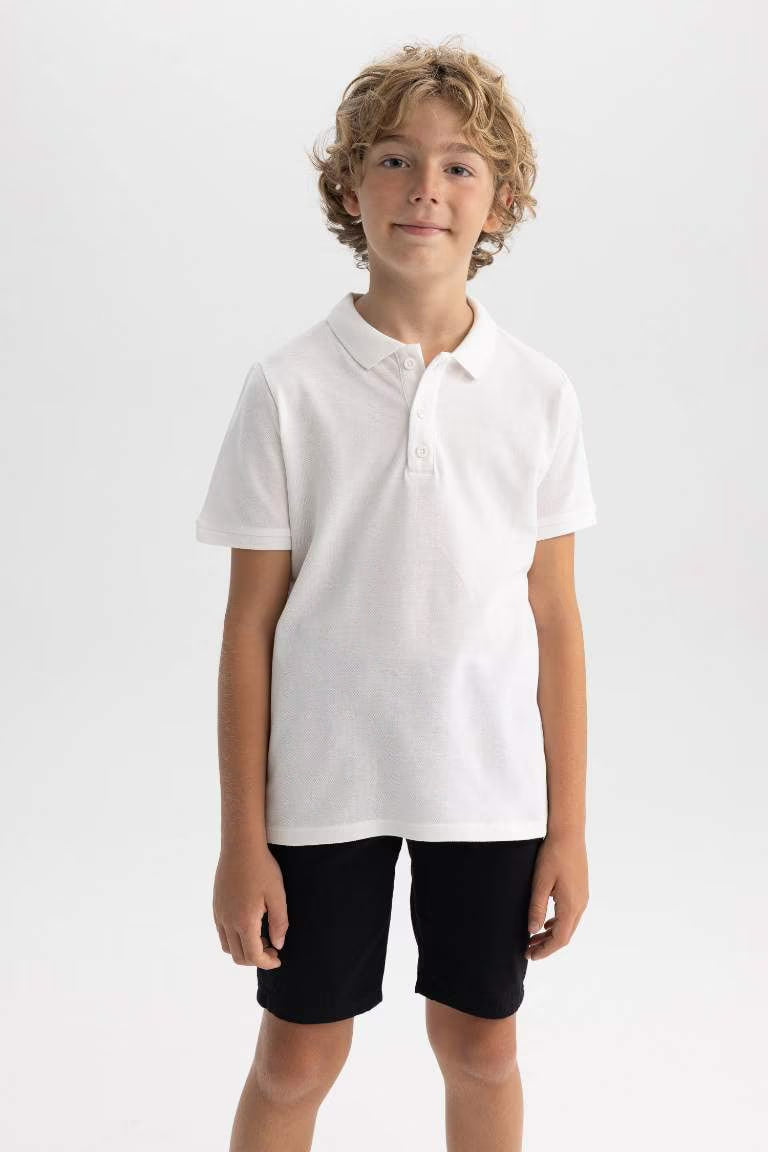 Regular Fit Short Sleeve Polo T-Shirt - - White