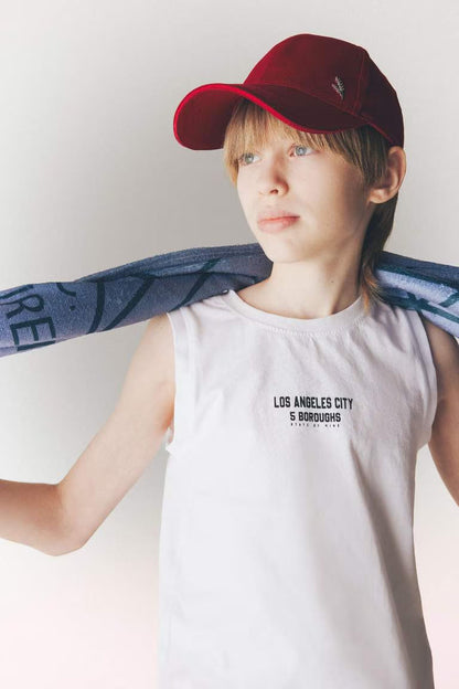 Boy Crew Neck Tank Top - - White