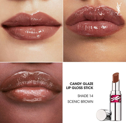 YVES SAINT LAURENT Rouge Volupté Candy Glaze Lip Gloss Stick - - 14 Scenic Brown