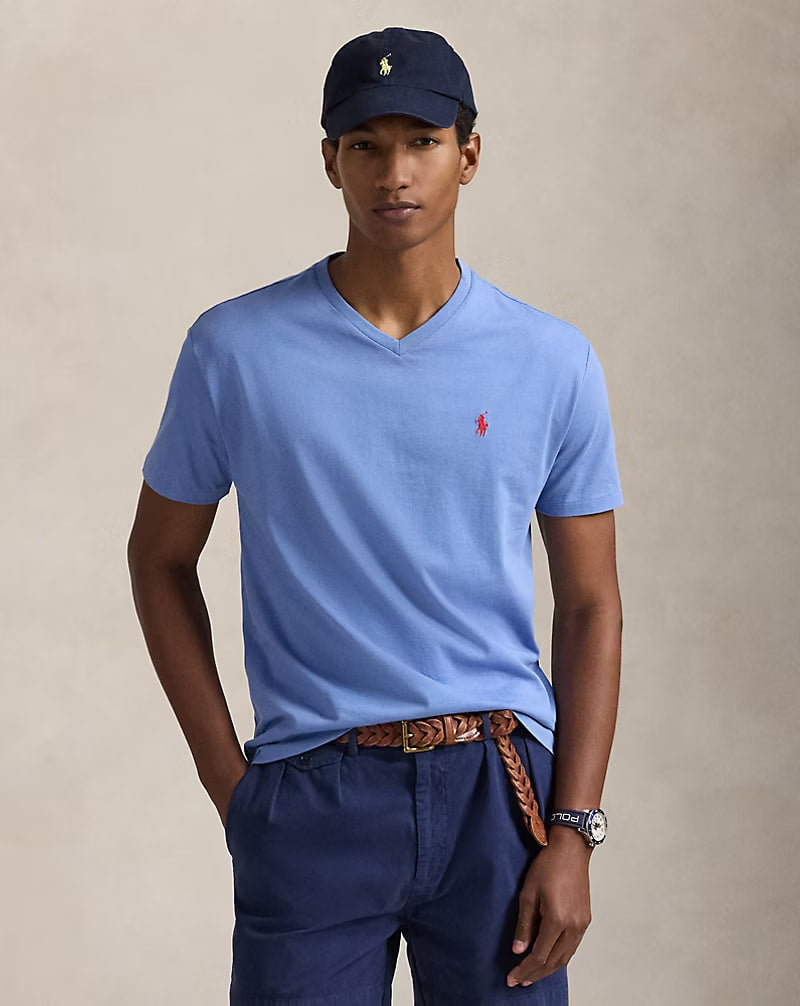 Classic Fit Jersey V-Neck T-Shirt - - Campus Blue