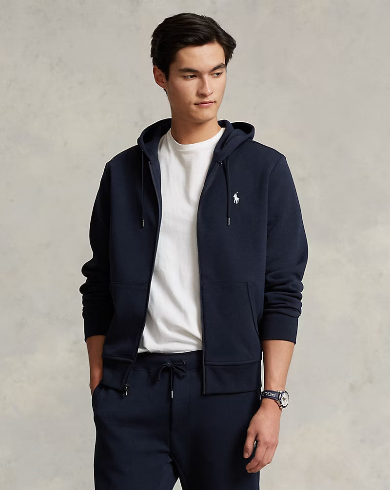Double-Knit Full-Zip Hoodie - - Navy