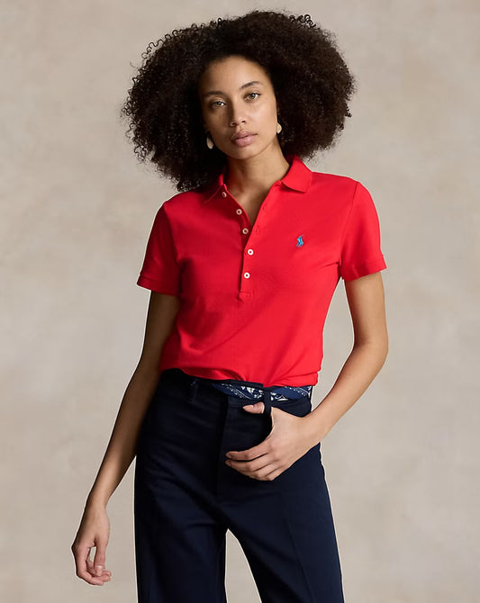 Slim Fit Stretch Polo Shirt - - Spring Red