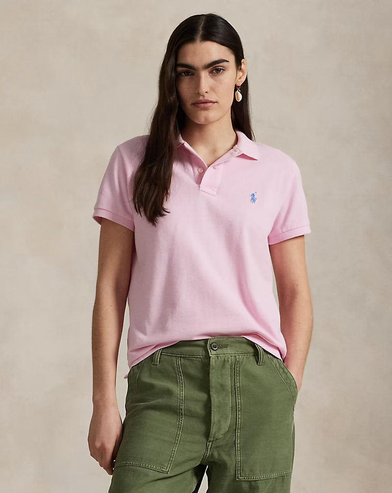 The Iconic Classic Fit Mesh Polo Shirt - - Pink