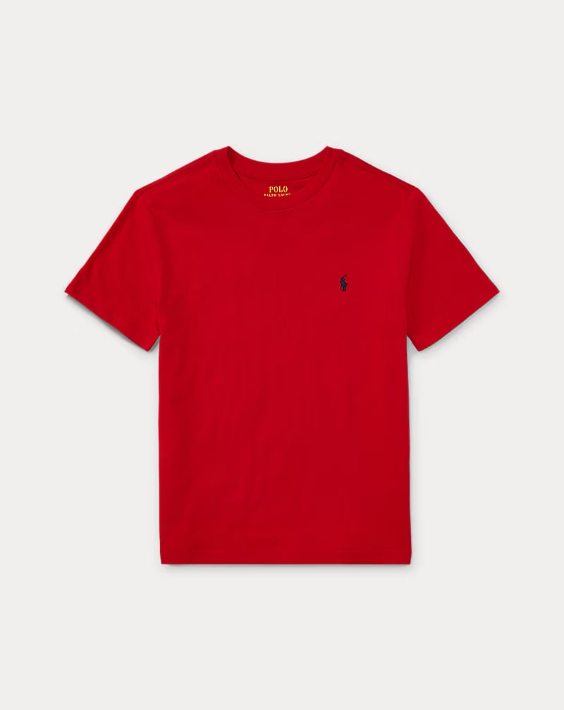 Cotton Jersey Crewneck Tee - - Red