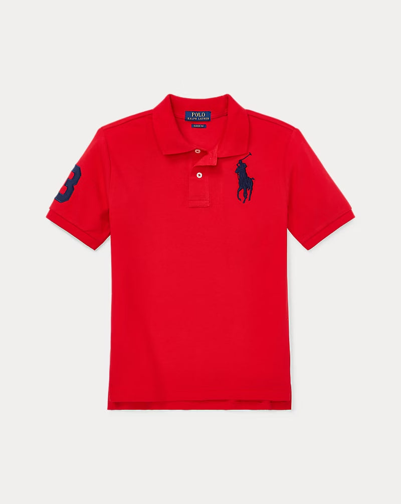 Big Pony Cotton Mesh Polo Shirt 8-20 - - Red