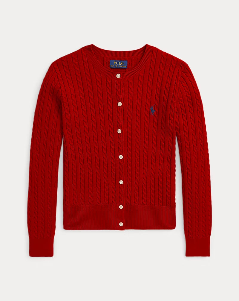 Mini-Cable Cotton Cardigan 7-16 - - Red