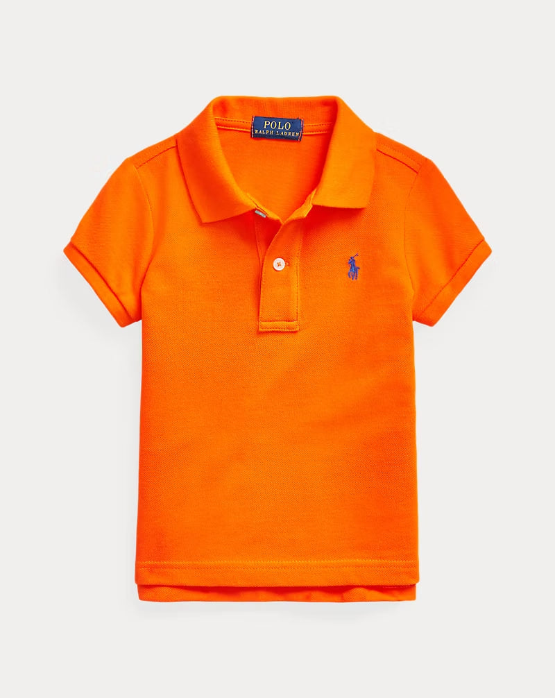 Cotton Mesh Polo Shirt 2-6 - - Orange