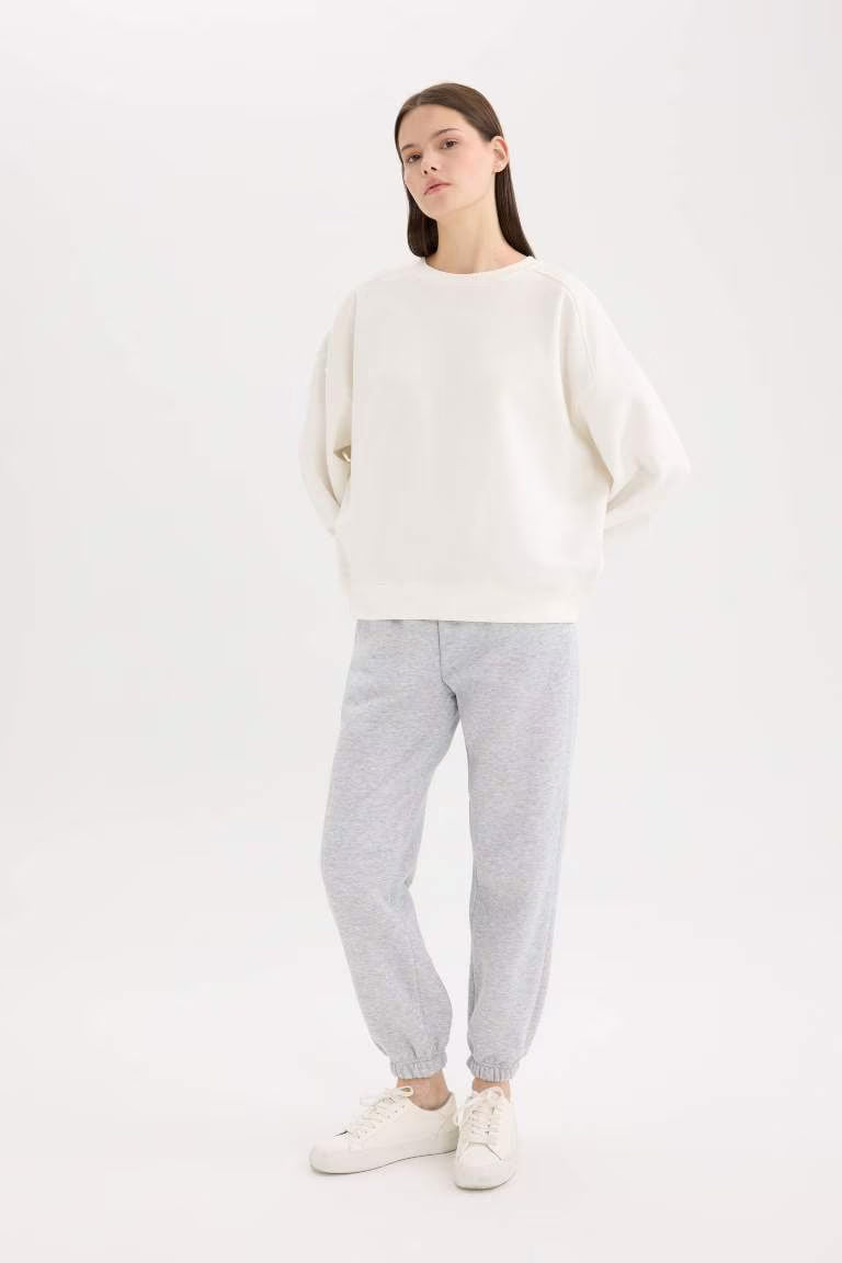 Standard Fit Elastic Leg Thick Fabric Sweatpants - - Heather