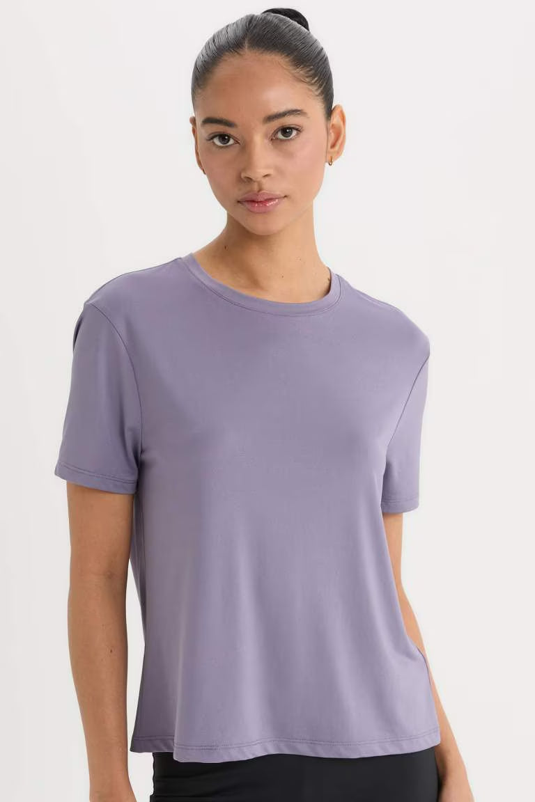 DeFactoFit Standard Fit Crew Neck Sports T-Shirt - - Purple