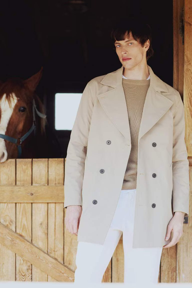 Slim Fit Buttoned Belted Trench Coat - - Sand