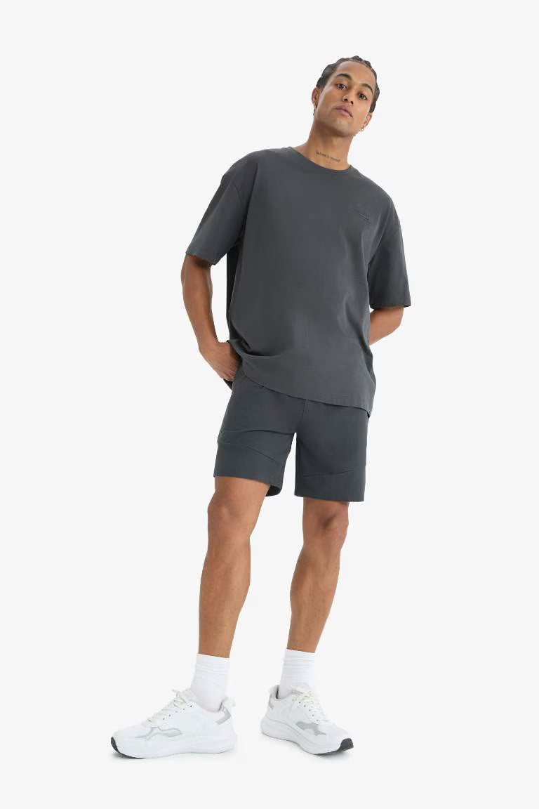 DeFactoFit Standard Fit Sports Waist Tied Shorts - - anthracite