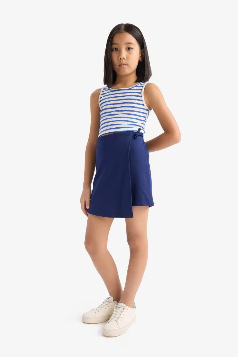 Girl Regular Fit Knitted Skirt - - Navy