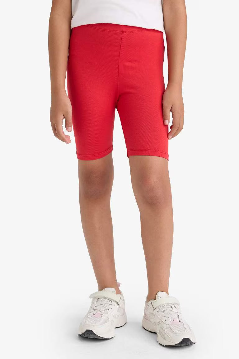 Girl Biker Short Leggings - - Red
