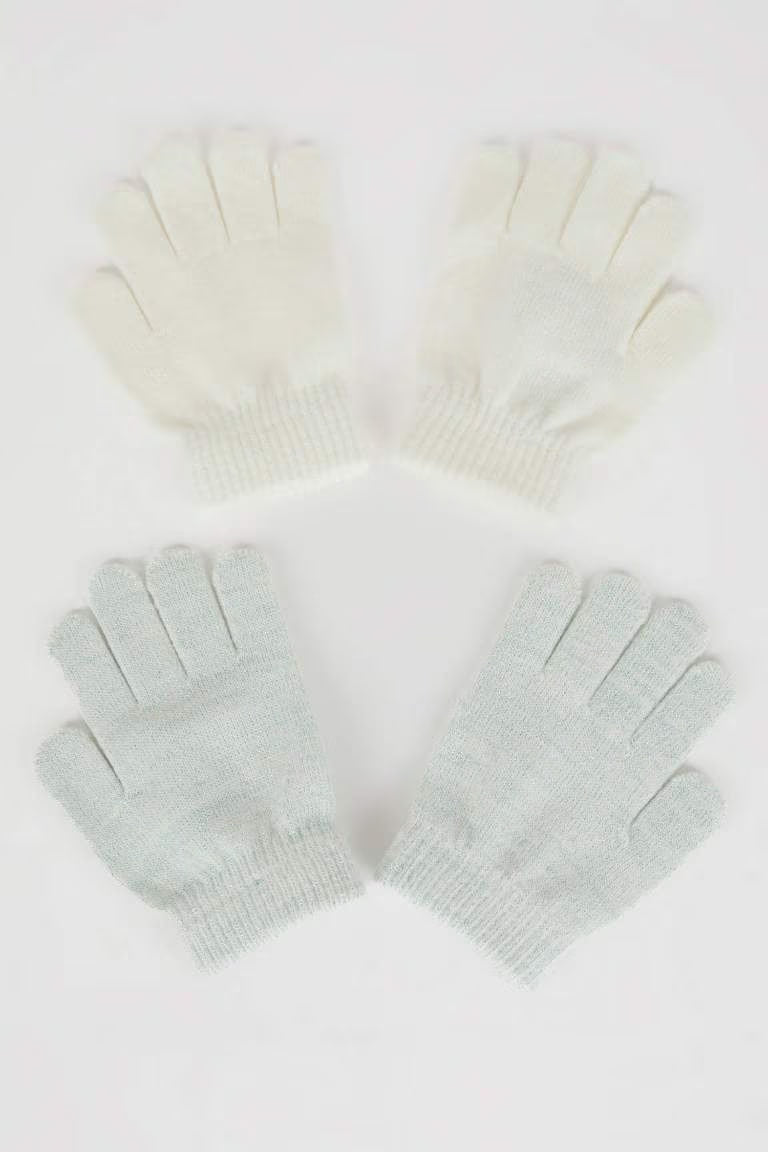 Girl 2 Piece Knitted Gloves - -