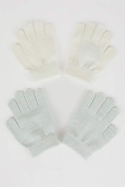 Girl 2 Piece Knitted Gloves - -