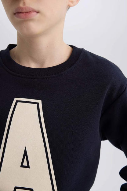 Boy Crew Neck Printed Sweatshirt - -