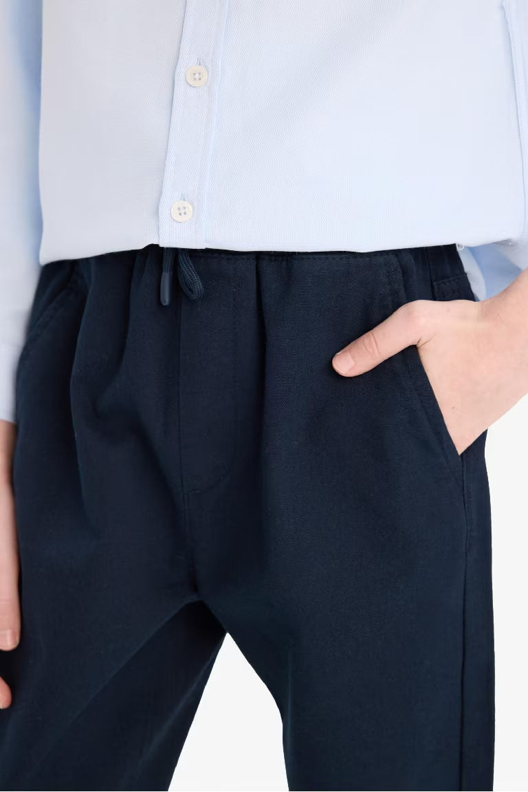 Boy Regular Fit Straight Leg Gabardine Pants - - Navy