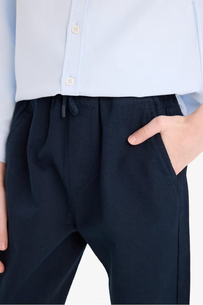 Boy Regular Fit Straight Leg Gabardine Pants - - Navy