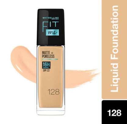 Maybelline New York Fit Me Matte + Poreless Liquid Foundation SPF 22 - - 128