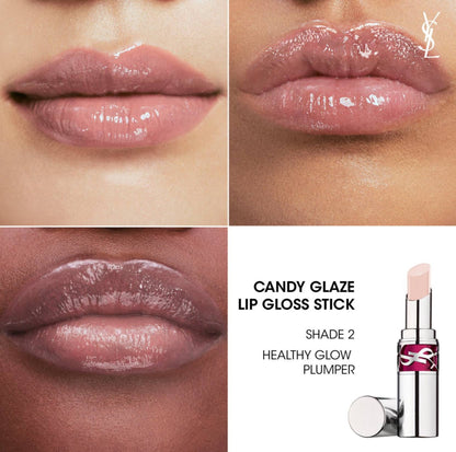 YVES SAINT LAURENT Rouge Volupté Candy Glaze Lip Gloss Stick - - 2 Healthy Glow Plumper