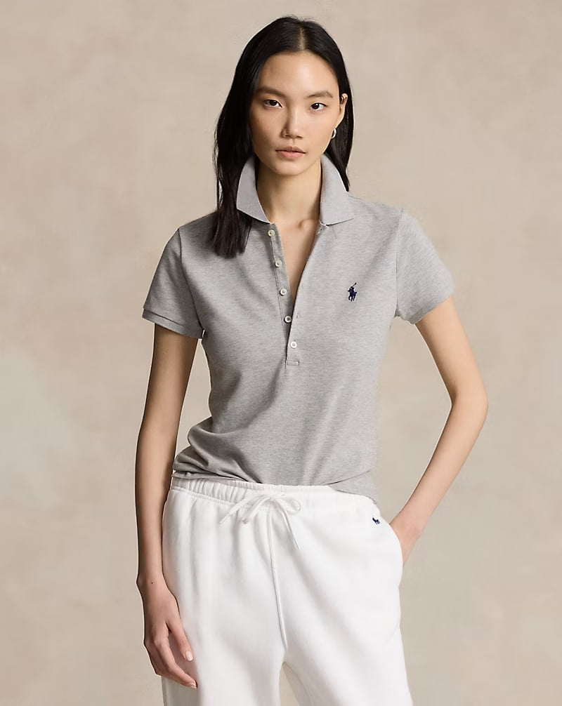 Slim Fit Stretch Polo Shirt - - Gray