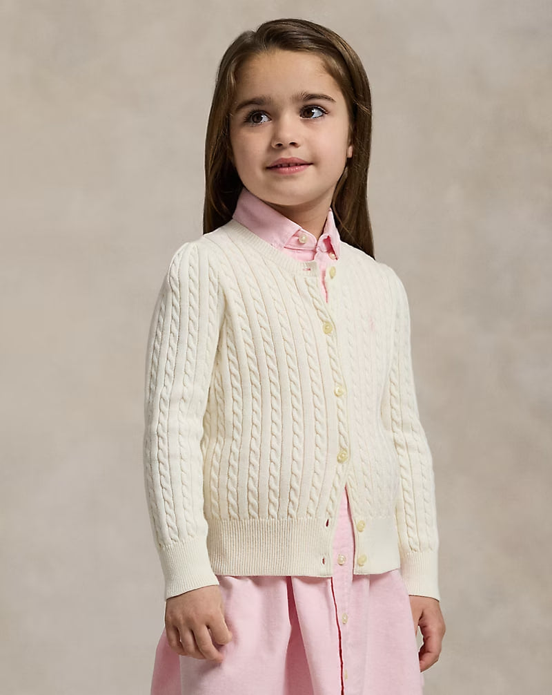 Mini-Cable Cotton Cardigan 2-6 - - cream