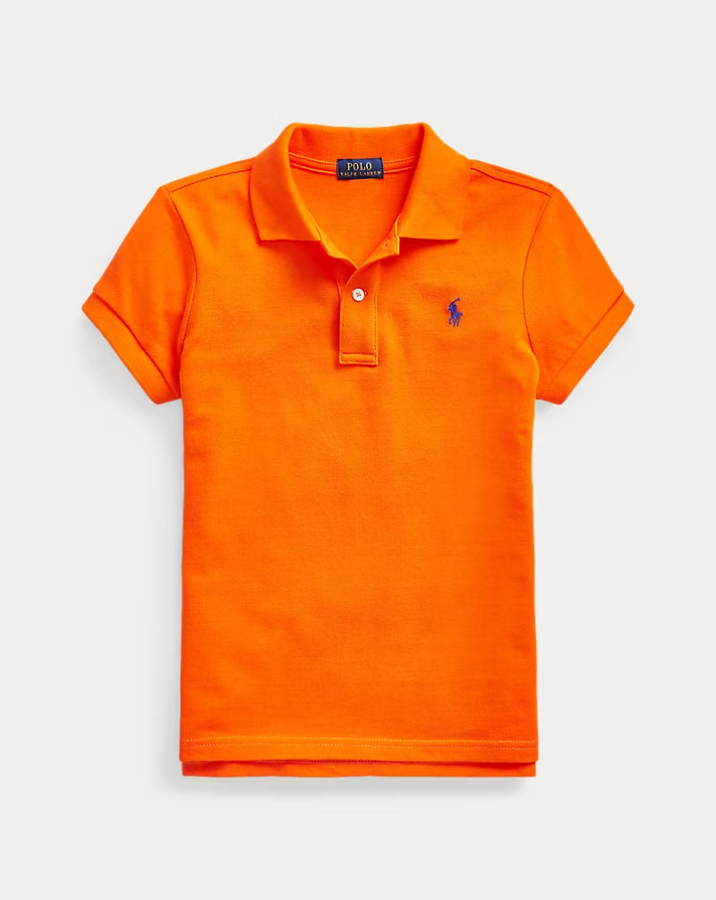 Cotton Mesh Polo Shirt 7-16 - - Orange