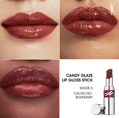 YVES SAINT LAURENT Rouge Volupté Candy Glaze Lip Gloss Stick - - 3 Cacao No Boundary