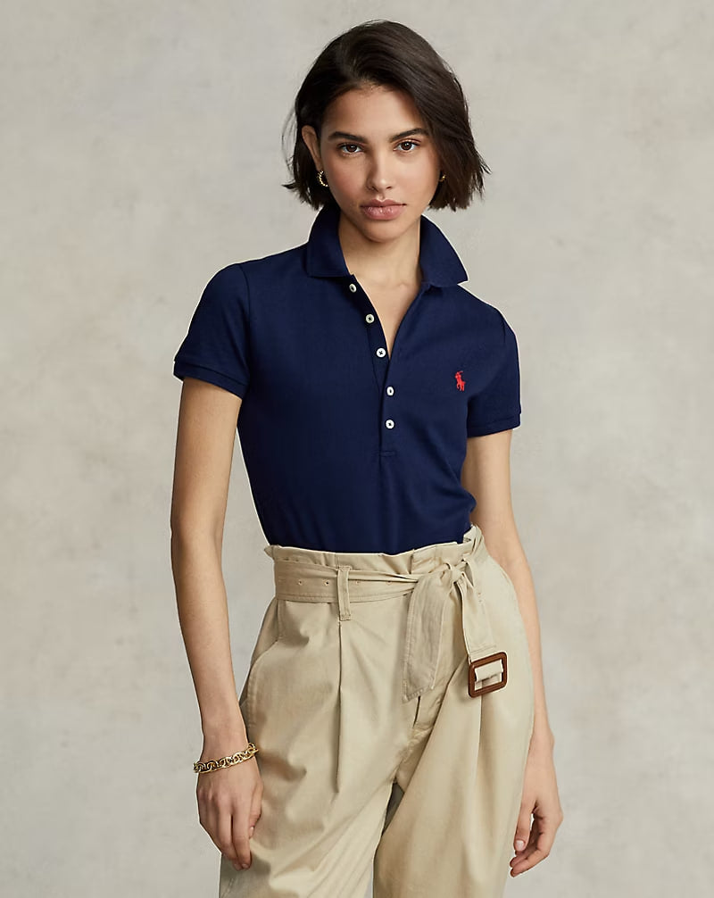Slim Fit Stretch Polo Shirt - - Navy