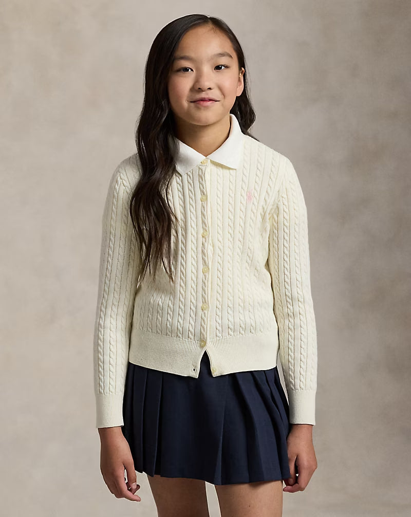 Mini-Cable Cotton Cardigan 7-16 - - cream