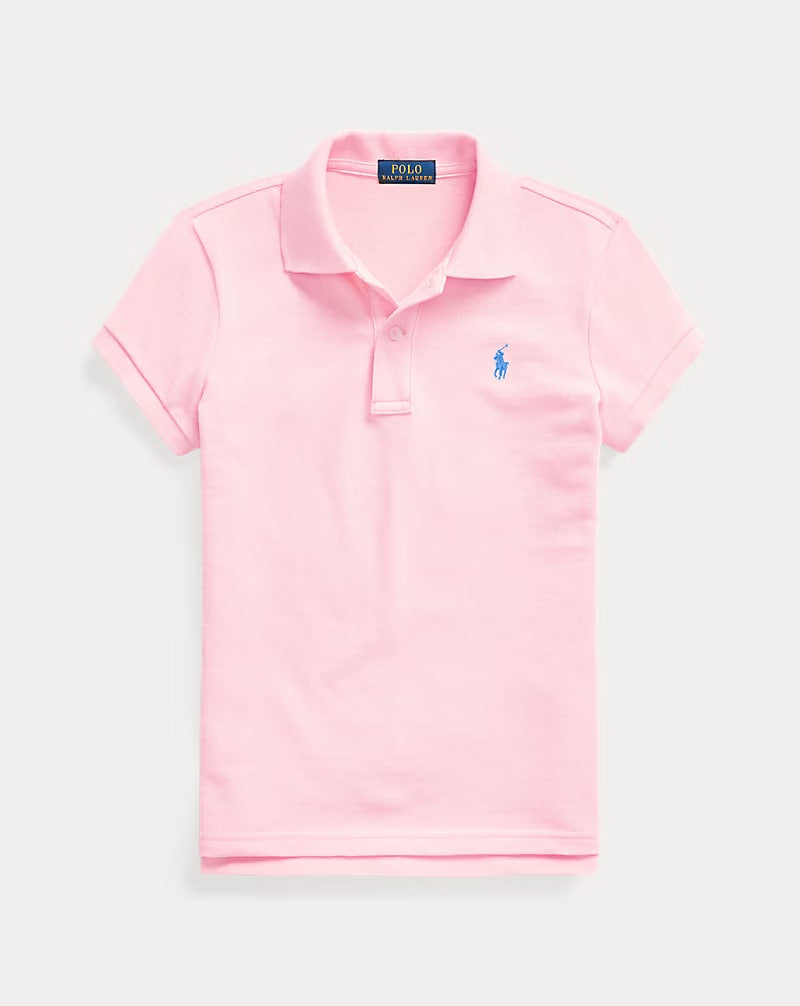 Cotton Mesh Polo Shirt 7-16 - - Pink