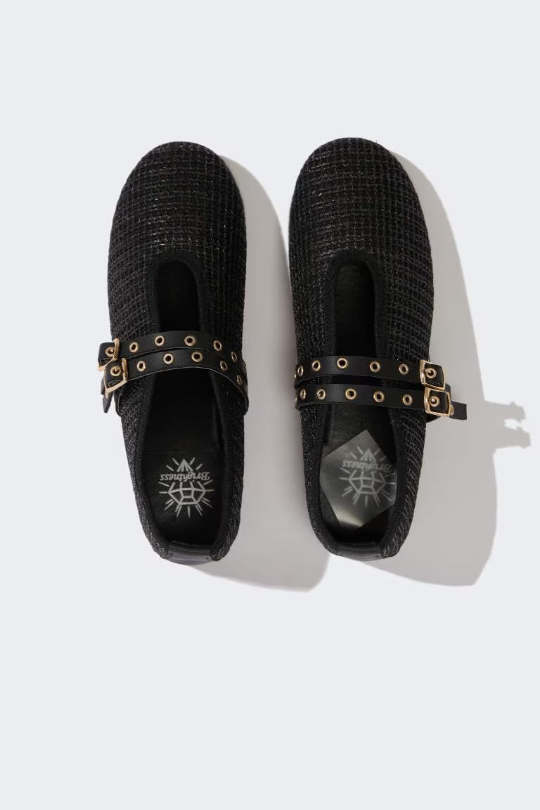 Girl Straw Detailed Ballerina Flat Shoes - -