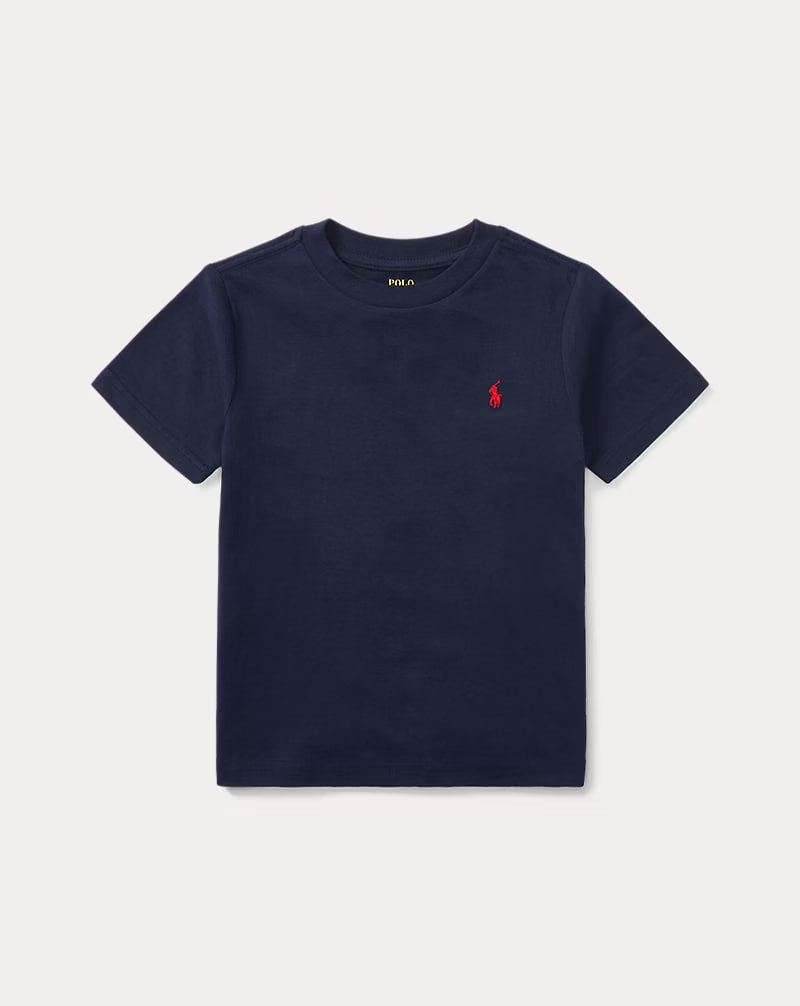 Cotton Jersey Crewneck Tee - - Navy