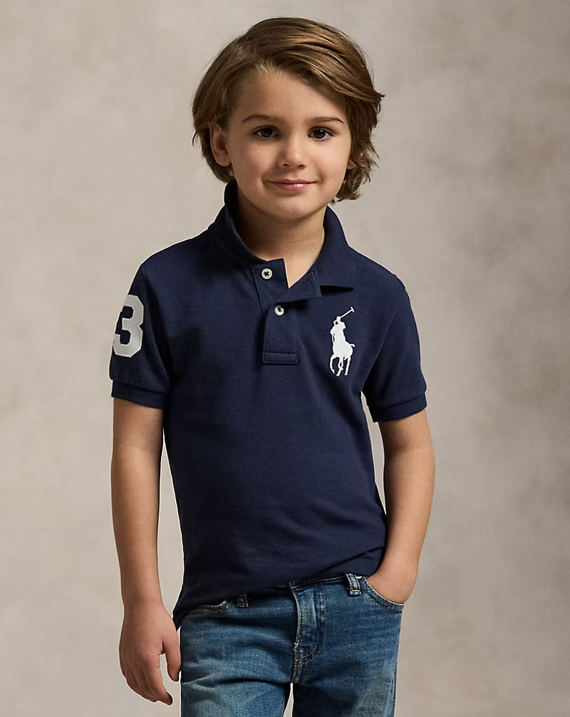 Big Pony Cotton Mesh Polo Shirt 2-7 - - aqua pearl