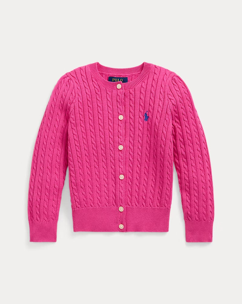 Mini-Cable Cotton Cardigan 2-6 - - Pantone pink
