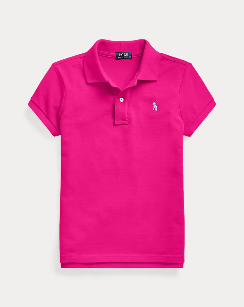 Cotton Mesh Polo Shirt 7-16 - - Royal pink
