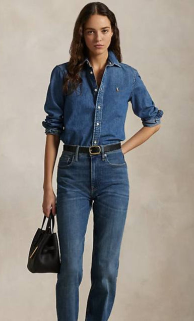 High-Rise Straight jean - - Telesto wash Straight leg